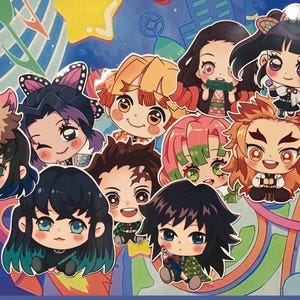 Kawaii anime demon fighter glossy sticker | Demon fighter kawaii glossy sticker | Anime sticker