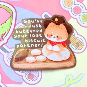 Cowboy Cat Biscet Making Glossy Sticker, Cat Lover Gift, Funny Cat Sticker, Scrapbooking Decal, Cute Cat Accessory