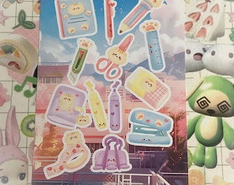kawaii school sticker sheet