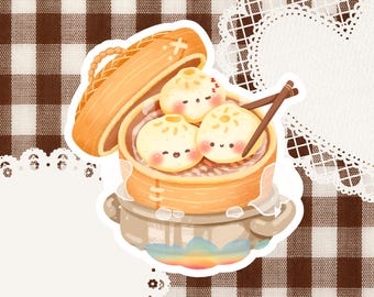 Kawaii dumpling food sticker | Glossy food sticker