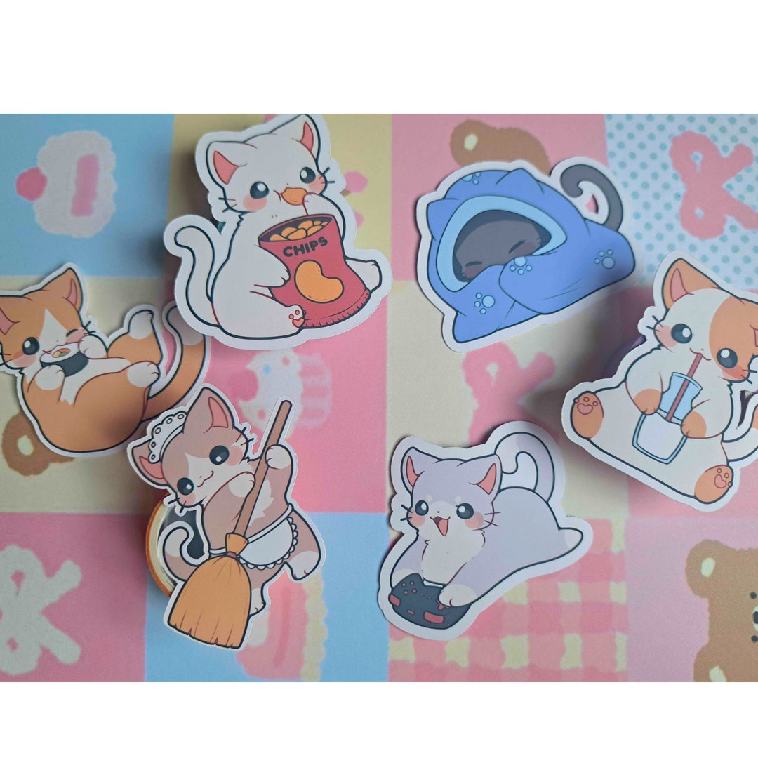 Adorable Cat Vinyl Sticker Pack Cute Kitty Designs for Laptops ...