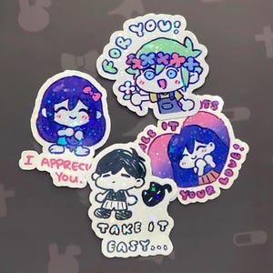 Omori Holo Stickers, Gaming Stickers, Vinyl Sticker Pack, Laptop Decals, Anime Merch, Gift For Gamers, Kawaii Stickers