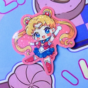 Moon Magical Girl Sticker, Cute Vinyl Sticker, Anime Sticker, Magical Girl Art, Moon Theme Decor, Anime Gift