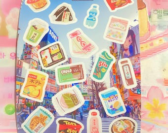 Cute after school snack matte sticker sheet | Kawaii snack sticker sheet