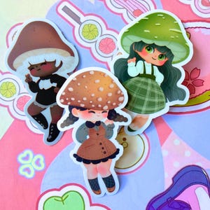 Cute Anime Mushroom Girls Sticker, Kawaii Mushroom Girl Art , Fantasy Anime Sticker , Adorable Mushroom Character , Fun Gift for Anime Fans