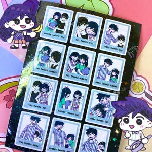 Omori Holo Sticker Sheet, Holographic Stickers, Anime Sticker Sheet, Journal Stickers, Planner Accessories, Gift