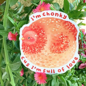 Glossy Fat Chicken Sticker, Farm Animal Sticker, Hen Sticker, Chicken Lover Gift, Cute Poultry Decal