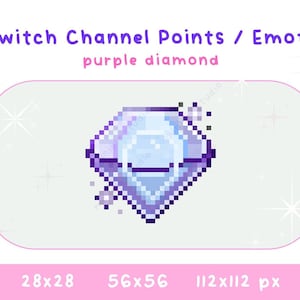 Purple Diamond Pixel Art Twitch Channel Point / Emote | Twitch Emotes | Stream Emotes | Discord | Stream Graphics / Instant Download
