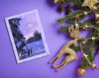Christmas cards printable foldable, instant download 7x5 (13-18 cm), cards for Christmas, Photo cards for Christmas,  winter landscape