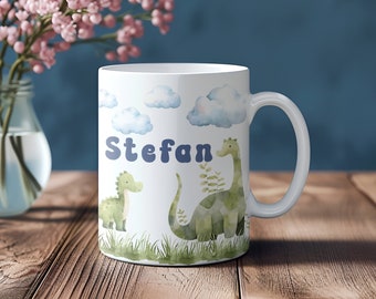 Personalized mug for kids Birthday gift Easter basket Mug for boys Kids mug with name Gift for boys Dinosaur mug