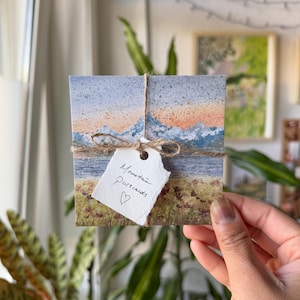 Postcards set of 5 mini art print set card bundle landscape art print postcard set art gift idea for nature travel lovers mountain forest