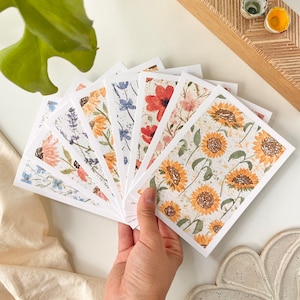 Aquarel wenskaarten set van 8 bloemenkaarten kunst print cadeau voor natuurliefhebbers elke gelegenheid blanco kaarten met kraft-enveloppen