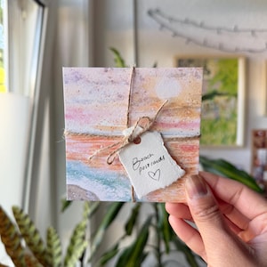 Postcards set of 5 mini art print set card bundle seascape art print postcard set art gift idea for nature travel lovers beach sunset