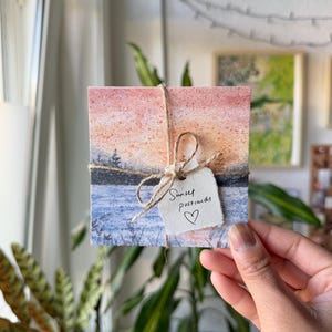 Postcards set of 5 mini art print set card bundle landscape art print postcard set art gift idea for nature travel lovers sunset