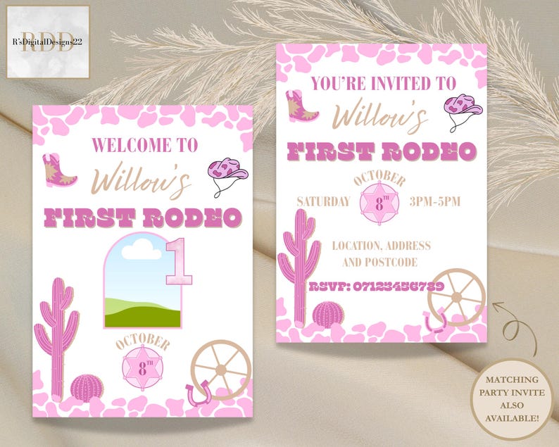 Pink First Rodeo Welcome Sign Template | Customisable | Instant Digital ...