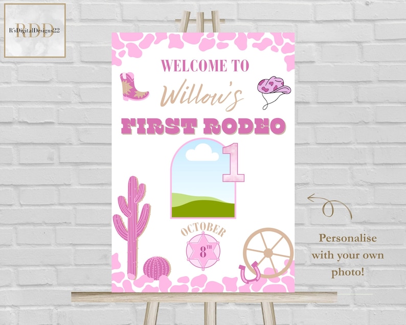 Pink First Rodeo Welcome Sign Template | Customisable | Instant Digital ...