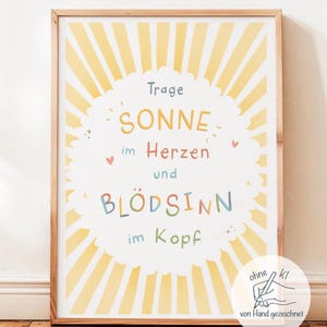 Affirmation poster for children's room, kids' poster, A4 A3, saying with sun image 1
