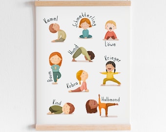 Kinder-Yoga | Poster | Kinderzimmer | A4 A3 A2 | Bild