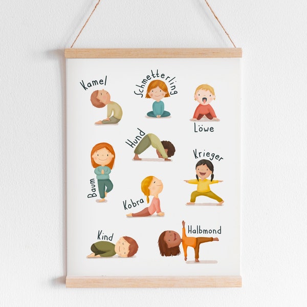 Kinder-Yoga | Poster | Kinderzimmer | A4 A3 A2 | Bild