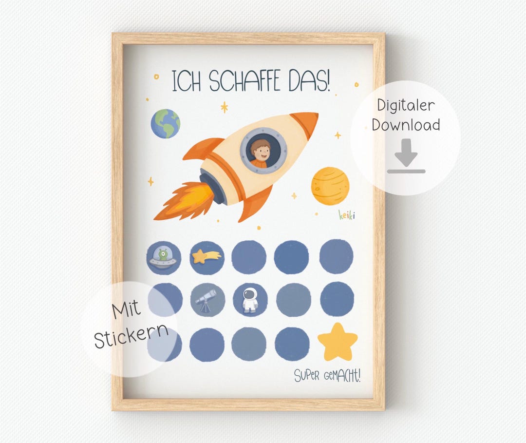 Rewards Stickers Rockets Reward Chart for Young Space-themed Rockets, Printable Reward Plan ...