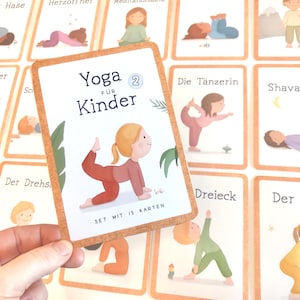 Yogakarten für Kinder 2, Set Geschenk Mädchen Junge, Asanas Yogaübungen, Achtsamkeit Selbstliebe