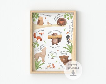 Affirmationsposter Kinderzimmer Download, Kinder Poster, A4 A3, Bild Selbstliebe weiß, Digitale Datei zum Ausdrucken, PDF Download