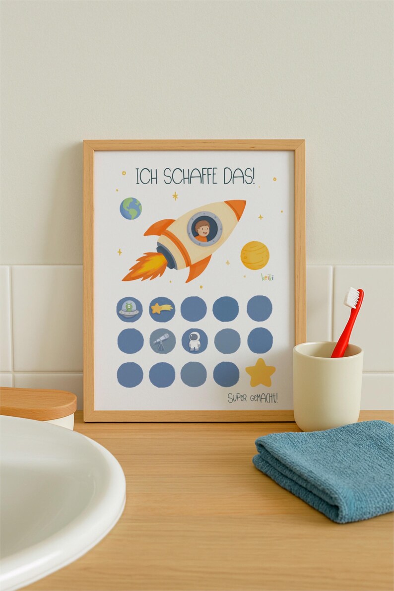 Rewards Stickers Rockets Reward Chart for Young Space-themed Rockets, Printable Reward Plan ...