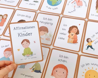 Affirmationskarten für Kinder, Geschenk Mädchen Junge, positive Affirmationen, Glaubenssätze Sprüche, Achtsamkeit Selbstliebe Mutmacher