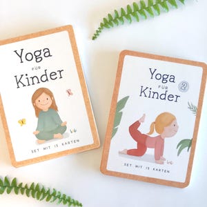 2 Sets Yogakarten für Kinder, 30 Übungen, Geschenk Mädchen Junge, Asanas Yogaübungen, Achtsamkeit Selbstliebe