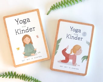 2 Sets Yogakarten für Kinder, 30 Übungen, Geschenk Mädchen Junge, Asanas Yogaübungen, Achtsamkeit Selbstliebe