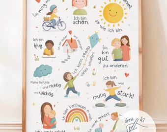 Affirmation poster for children's room, kids' poster, A4 A3 A2, image of self-love