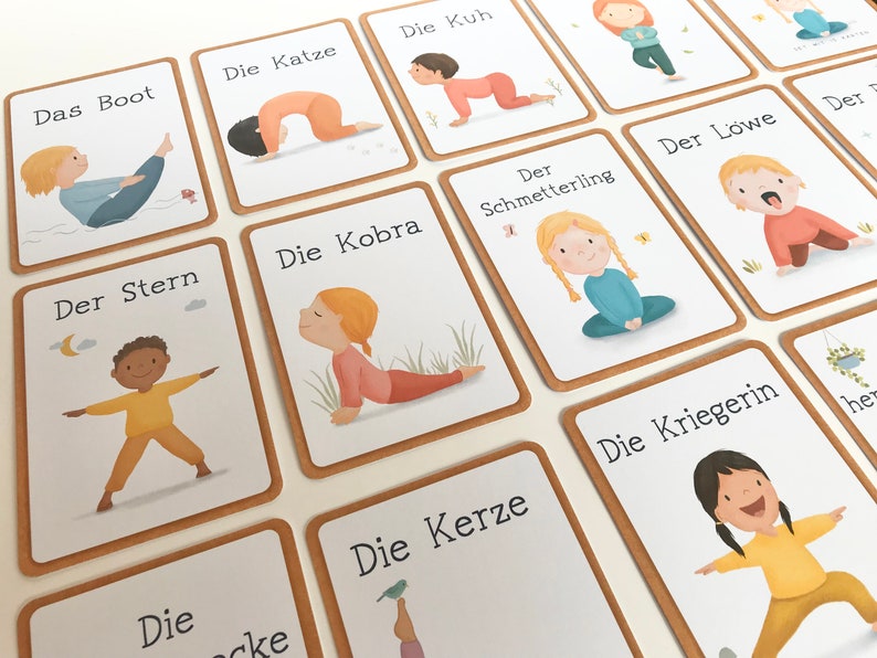 Yogakarten für Kinder, Geschenk Mädchen Junge, Asanas Yogaübungen, Achtsamkeit Selbstliebe Bild 4