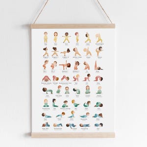 Yogaposter Kinder, Poster Kinderzimmer Bilder Deko, Übersicht Asanas
