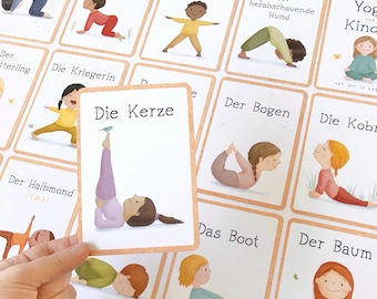 Yogakarten für Kinder, Geschenk Mädchen Junge, Asanas Yogaübungen, Achtsamkeit Selbstliebe