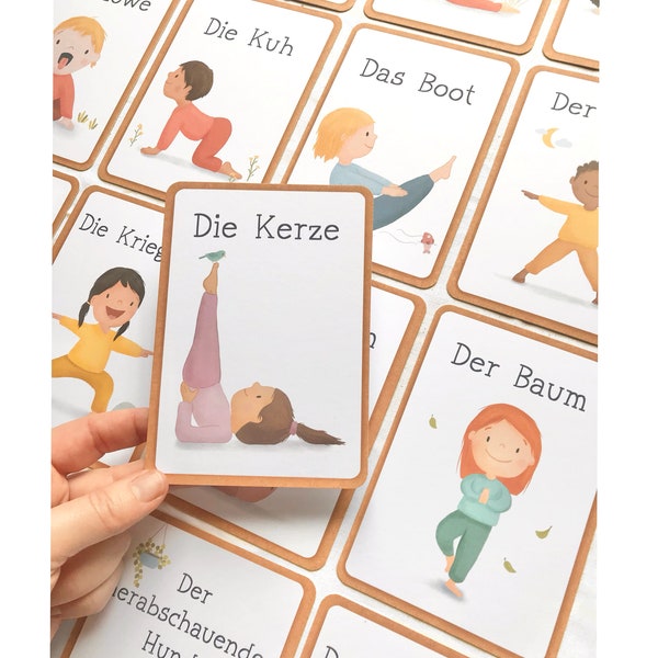 Yogakarten für Kinder, Geschenk Mädchen Junge, Asanas Yogaübungen, Achtsamkeit Selbstliebe