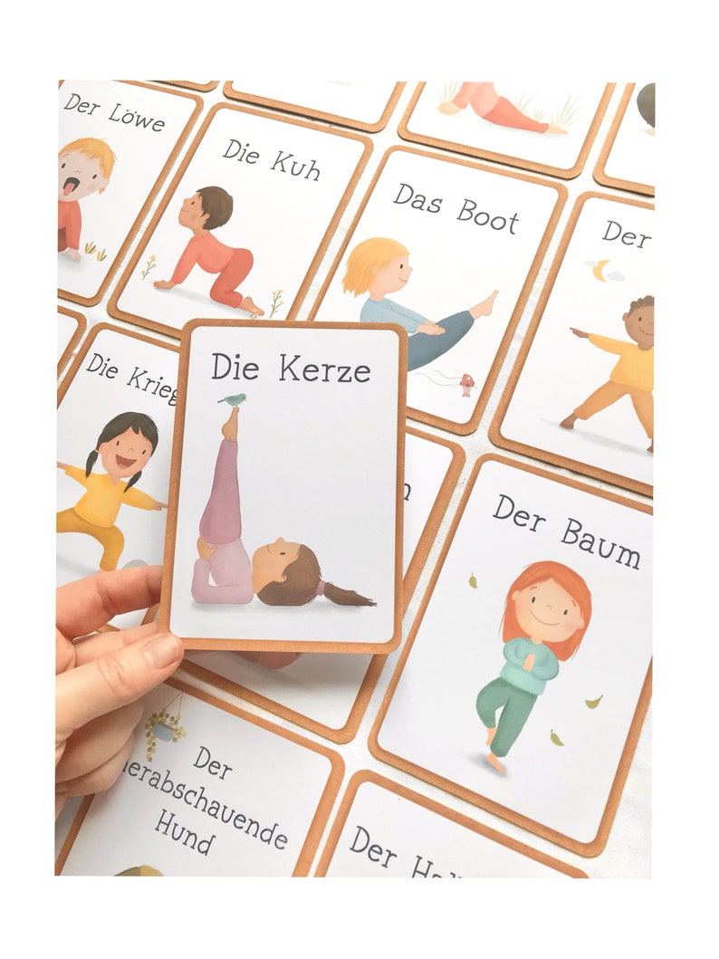 Yoga cards for children, gift girl boy, asanas yoga exercises, mindfulness self-love image 1