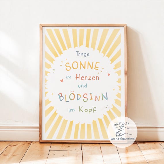 Affirmationsposter Kinderzimmer, Kinder Poster, A4 A3, Spruch mit Sonne