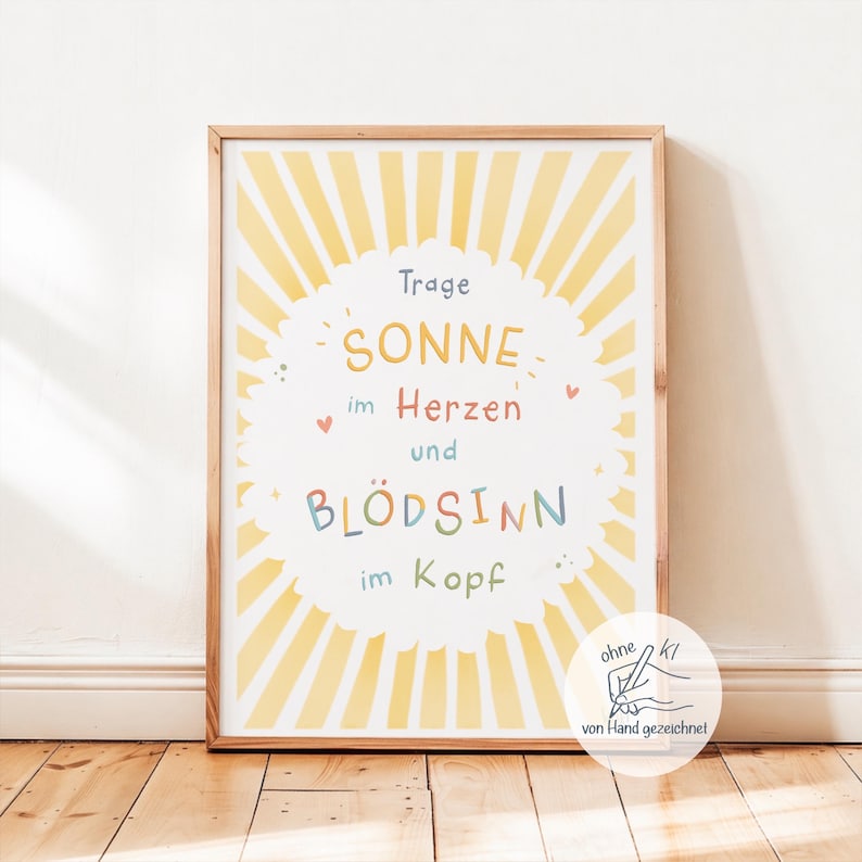 Affirmation poster for children's room, kids' poster, A4 A3, saying with sun image 1