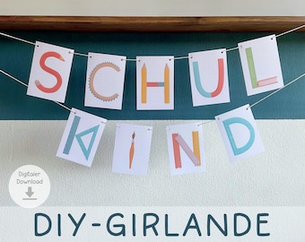 Garland for first day of school, pennant banner for back to school decorations, download for first day of school party decorations, DIY printable school cone