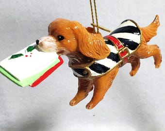 Décoration de Noël Golden Retriever pour chien de Mackenzie Childs 4,25 po. de long NOUVEAU ! inutilisé