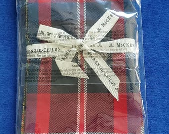 Mackenzie Childs Tartan & courtly Check trim woven dish towels set of 3 NEW in original package.