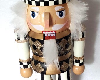 Mackenzie Childs Handmade and painted Courtly Harlequin Nutcracker 11" Tall NEW in box! gift