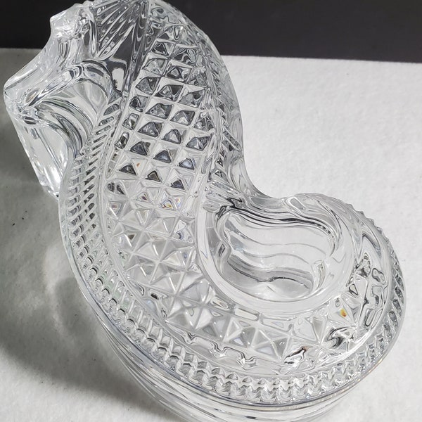 Waterford crystal Seahorse box & lid 3-1/4" tall x 8"L Waterford etch Excellent!