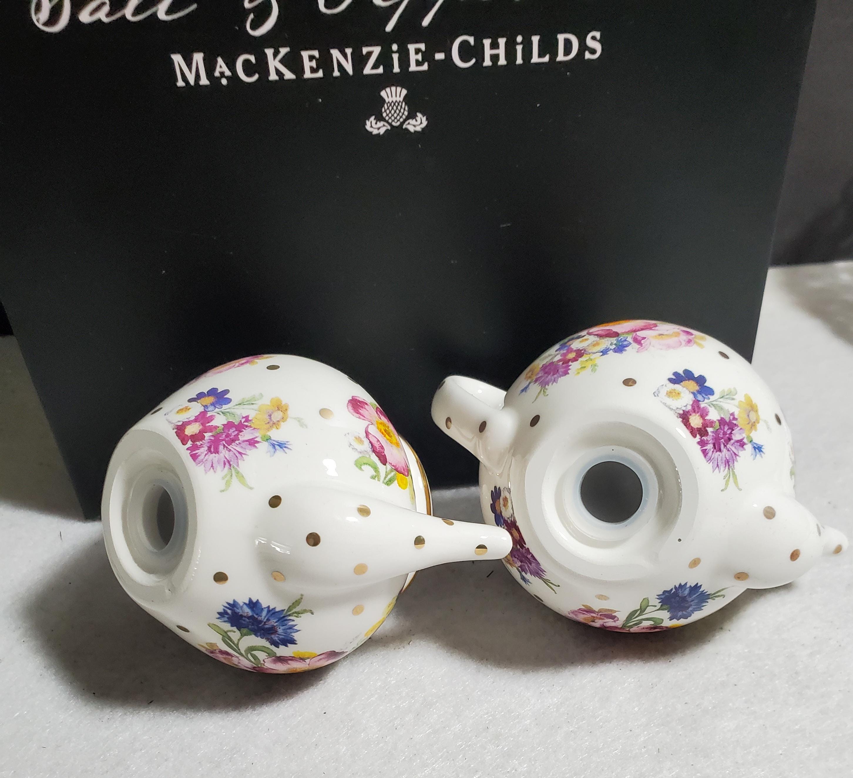 Mackenzie Childs ホワイトフラワー マーケットティーポット ソルト