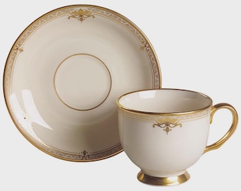 Taza y platillo Lenox Republic de tamaño completo con pie - 2-3/4" de alto, 3-3/8" de ancho, EE. UU. ¡Excelente!