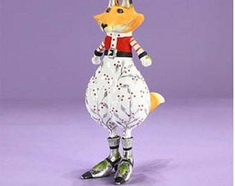 Adorno de zorro Phoebe de la colección Patience Brewster Woodland de Mackenzie Childs, 4 pulgadas, NUEVO en caja con etiqueta. ¡REGALO!