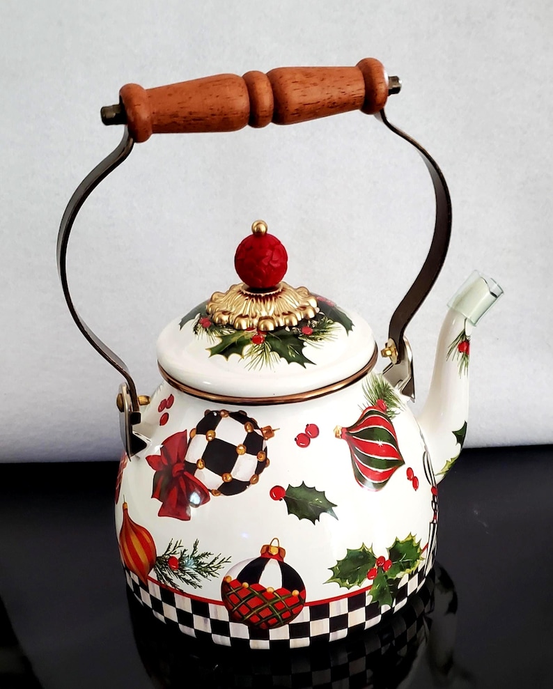Mackenzie Childs Deck The Halls Tea Kettle