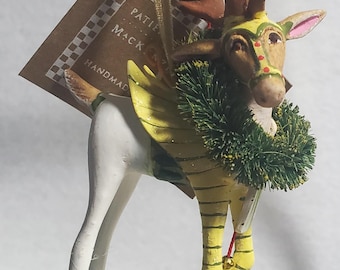 MacKenzie Childs Patience Brewster Dash Away Prancer Reindeer NEW in box 5" gift! with gift tag!