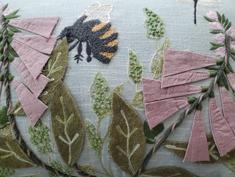 MacKenzie-Childs Floral and Bee Lumbar Throw Pillow - Thumbnail 2