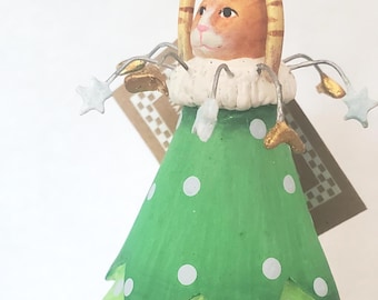 Adorno para árbol de Navidad de Mackenzie Childs con diseño de gato Toby Brewster, paciencia, 5", ¡NUEVO con etiqueta! ¡REGALO!